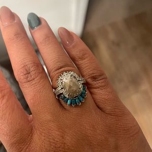 Large boho salt/pepper turquoise bridal set